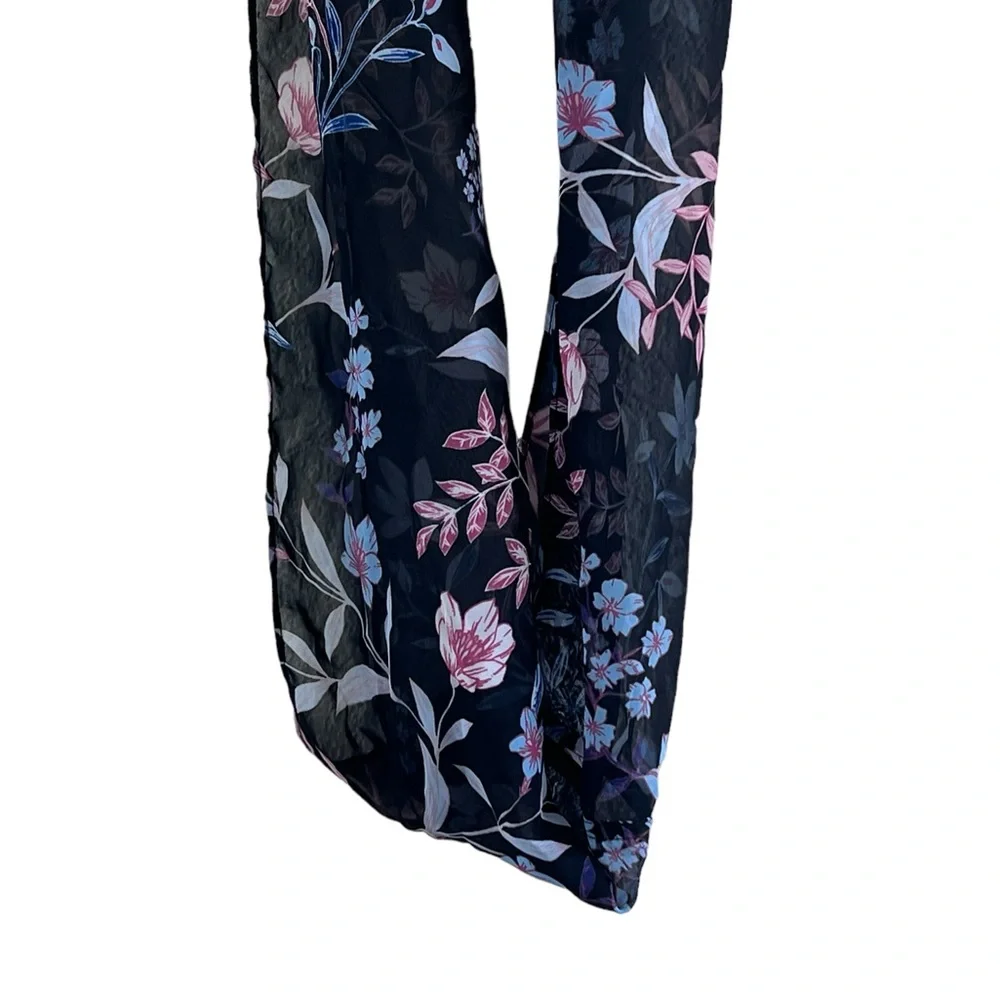 Blue floral airy lightweight infinity scarf wrap